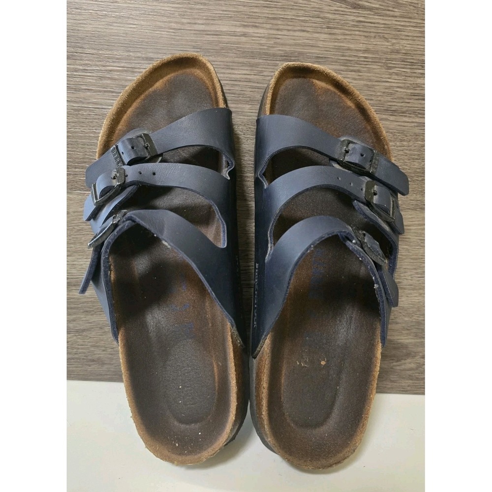 Birkenstock Florida Women Sandals Size 38  US 7 Navy Blue Shoes Slip On - Picture 3 of 6